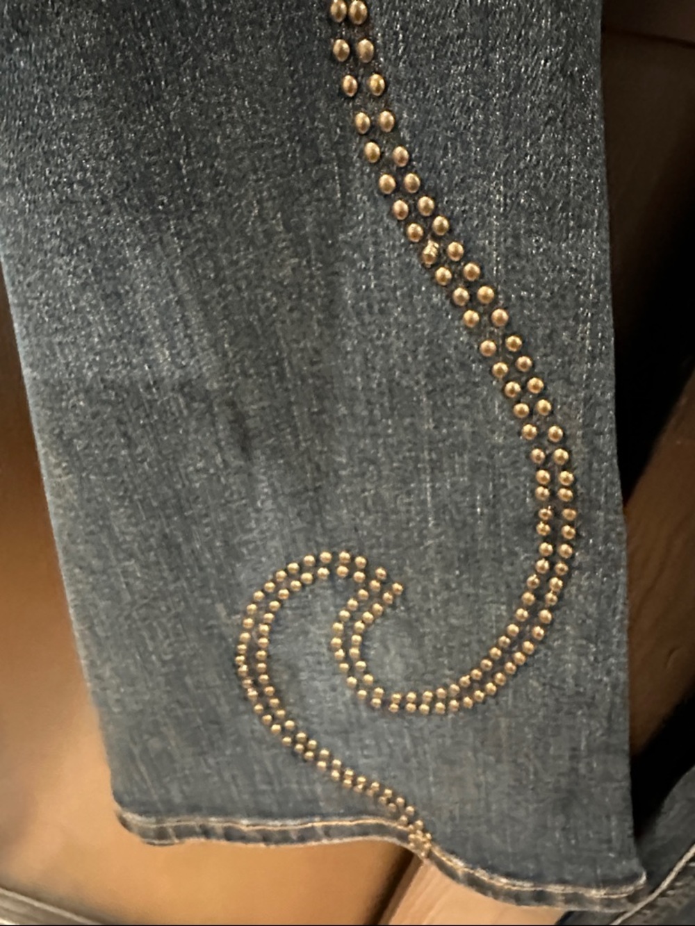 Judy Blue Dark Blue Flare Jeans with Swirl Stud Detail - Picture 5 of 15